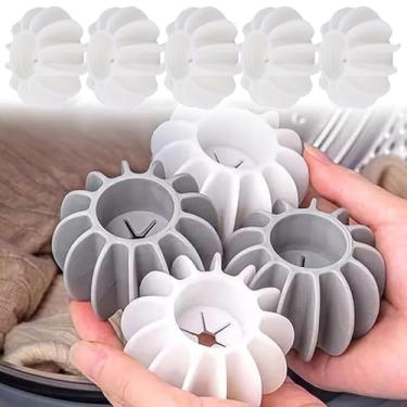 Imagem de 5 peças de bolas de silicone reutilizáveis anti-enrolamento roupa bola de limpeza de fiapos acessório para máquina de lavar casa, cinza (L-6 * 6 * 4 cm)