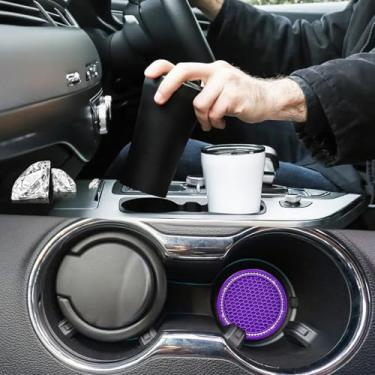 Imagem de Pacote com 2 porta-copos de carro, porta-copos antiderrapantes para carro com acessórios de strass de cristal