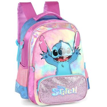 Imagem de Mochila Escolar de Costas Infantil STITCH Peluciada Disney Roxo