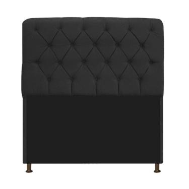 Imagem de Cabeceira Estofada Lady 195 Cm King Size Com Capitonê Suede - Doce Sonho Móveis Preto