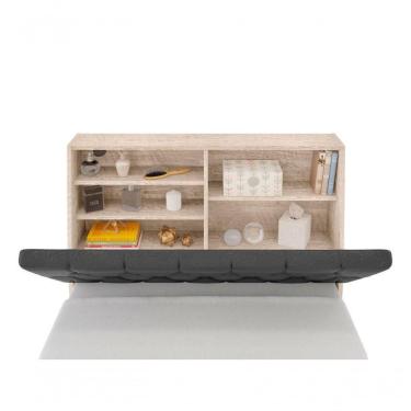 Imagem de Cabeceira Box Solteiro Isis Amarula Com Capitonê Preto