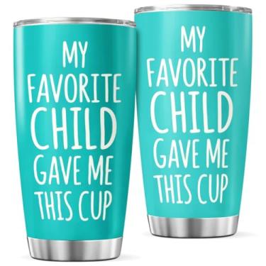 Imagem de My Favorite Child Gave Me This Cup, citação engraçada, 590 ml, copo de aço inoxidável, presente para mãe, pai, pai de filho ou filha, caneca gelada, chá quente, calor ao ar livre