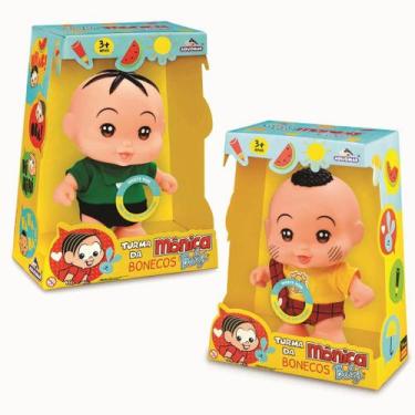 Imagem de Kit Bonecos Turma da Monica Baby Cebolinha e Cascao Fala Frases - Adij