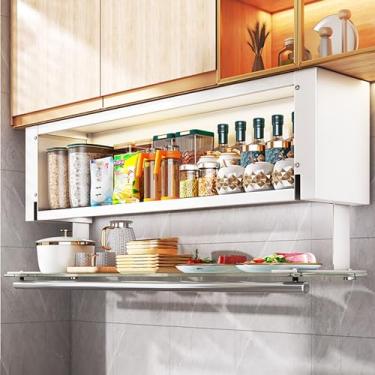 Imagem de Organizador de alumínio embaixo da prateleira, suporte de especiarias dobrável com sensor de luz, carregamento USB, para despensa/armário/armário, para armário suspenso e D24 cm x 38 cm a 80 cm