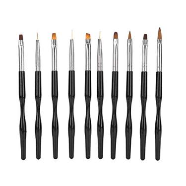 Imagem de Caneta para arte em unhas, profissional, portátil, gel uv, pintura, desenho, conjunto de canetas para casa, salão de arte, 10 peças, preto, abs, nylon