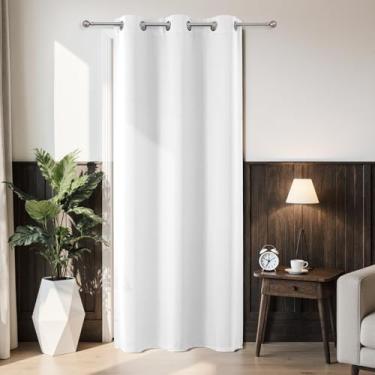 Imagem de Joydeco Cortina de porta blackout para privacidade de porta de 213 cm de comprimento, cortina de armário com ilhós para armário aberto, divisória de quarto para quarto e sala de estar (branco puro