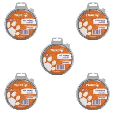 Imagem de Kit Com 5 Unidades Fita Isolante Profissional 19Mmx20M Tigre - Tigre P