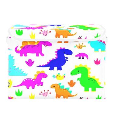 Imagem de SEHANY Cestas de armazenamento engraçadas de dinossauro com tampas, organizador de caixa de armazenamento dobrável, caixas de armazenamento de armário de tecido para roupas cobertor de escritório