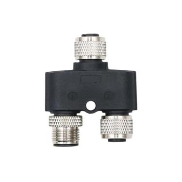 Imagem de Conector tipo M12 Y - Plugue do sensor de furo 3/4/5/8/12 pinos Adaptador durável três vias macho para fêmea(2 Female 1 Male,8pin A type)