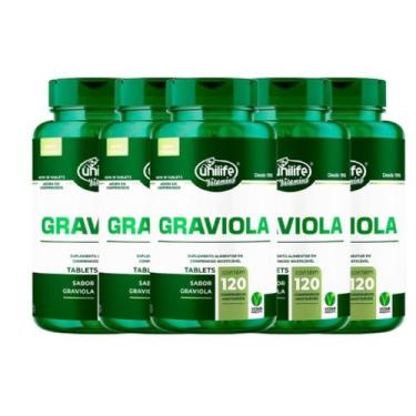Imagem de Graviola Unilife 120 Comprimidos 1000Mg Kit 05 Unidades