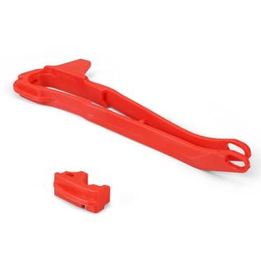 Imagem de NICECNC Capa protetora de guia de corrente vermelha compatível com Honda CRF150F 2003 2004 2005 CRF230F 2003 2004 2005 2006 2007-2014 2015 2016 2017 2018 2019 Veja o ajuste