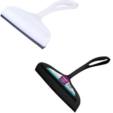 Imagem de Kit 1 Rodo Branco + 1 Rodo Preto Multiuso de Pia com Raspador, 14cm de Lâmina, Plástico, Cabo Ergonômico