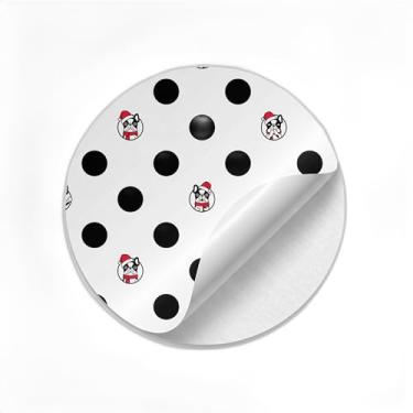 Imagem de Autocolantes Adesivos Redondos Bulldog Francês Natal 25 Unidades - Tamanho 30x30cm