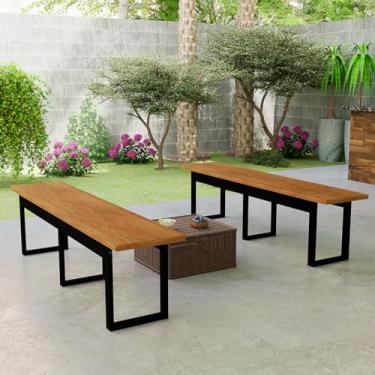 Imagem de Banco Industrial 160cm com Base de Ferro Design Moderno para Sala de Jantar, Varanda ou Área Gourmet (Nature)