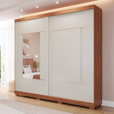 Imagem de Guarda Roupa Casal com Espelho 2 Portas de Correr e P?s Em MDF Olivia Panan