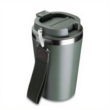 Imagem de Copo Térmico em Inox 304, Verde, 300ml, com Alça Ergonômica e Tampa, Parede Dupla Isolante