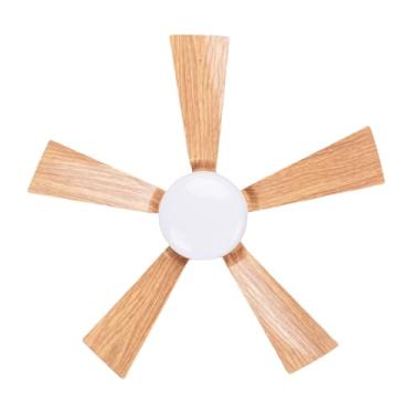 Imagem de Luocute Luz do Ventilador de Teto, Controle Remoto LED Regulável Em 3 Velocidades Ajustável Com Lâminas de Grãos de Madeira e Temporizador para Garagem, Lavanderia, Varanda, Quarto (M 30W)