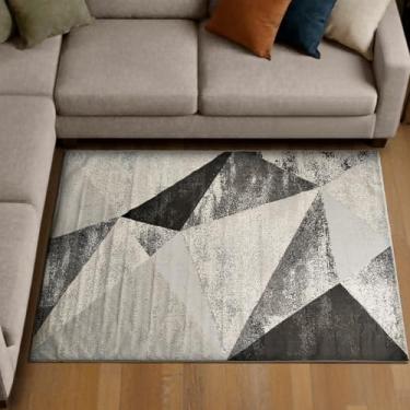 Imagem de 1 Tapete Sala Estar Sofá Antiderrapante 100X150 Js Do Cr Vr (M60 Areia Cinza - Geométrico Abstrato Moderno)