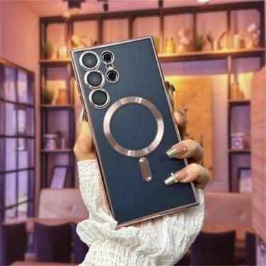 Imagem de Capa magnética de luxo para Samsung S24 S23 S22 S21 Ultra Plus FE Note20 A15 A05s A55 A35 (Para S20 FE/Rosa)