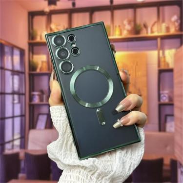Imagem de Capa magnética de luxo para Samsung S24 S23 S22 S21 Ultra Plus FE Note20 A15 A05s A55 A35 (Para S23 FE/Verde Escuro)