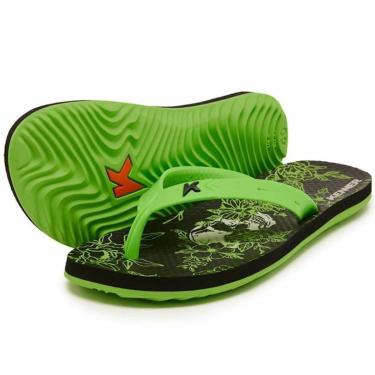 Imagem de Chinelo Kenner Summer Caveira Floral Masculino - Preto e Verde - 44-Masculino