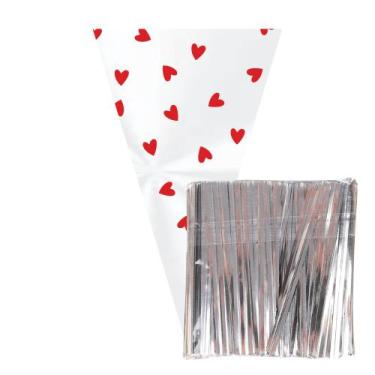 Imagem de 100 Saco Cone para Lembrancinha 18x30cm com Fecho - AAZ, Amo Você