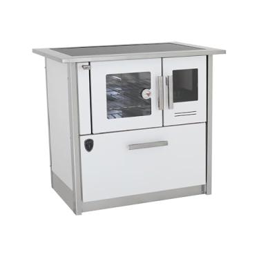 Imagem de Fogão A Lenha Eclipse Esquerdo Branco Chapa Vitroceramica N2