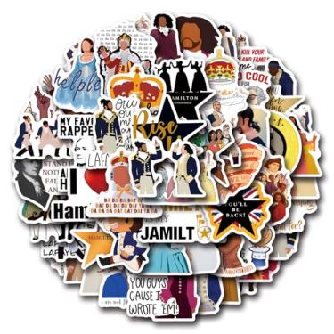 Imagem de 50 adesivos musicais Hamilton para laptop adolescente, adesivos à prova d'água para meninas, garrafas de água adultas, telefone, computador, skate infantil legal, bicicleta, decalque de grafite de