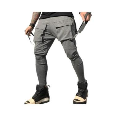 Imagem de Calças De Corrida Slim Fit Para Homens, Respirável, Com Múltiplos Bols