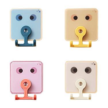 Imagem de 4 peças de Ganchos Adesivos Rotativos 360 Graus Sem Furo Colantes para Chaves Banheiro Chuveiro Cozinha Porta Superfícies Duros e Lisas Fáceis Usar
