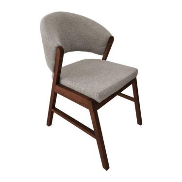 Imagem de Cadeira De Jantar Madeira Maciça Débora Linho Premium Mel Bege Linho