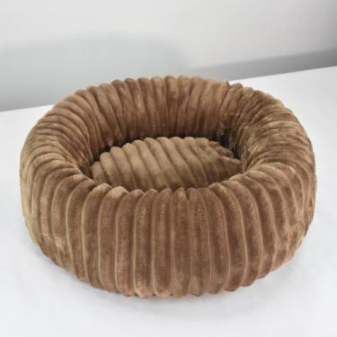 Imagem de Caminha Pet Redonda de Pelúcia para Cachorro e Gato com Colchonete Removível Macia e Confortável(marrom,g 70cm)