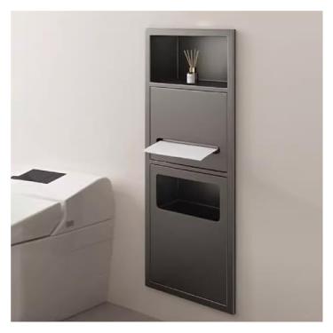 Imagem de Organizador de nicho de nicho embutido de aço inoxidável premium, rack de armazenamento de alcova embutido para banheiro, cozinha, sala de estar - cinza (70 x 28 x 13,5 cm)