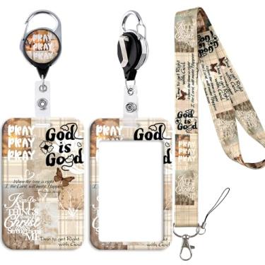 Imagem de Porta-crachá Jesus para oração diária "God is Good", clipe retrátil para crachá de identificação para cartão de cruzeiro, escola, escola, professor, enfermeira