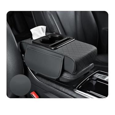 Imagem de XUKEY Tapete multifuncional de couro PU para apoio de braço para carro almofada de apoio de braço 5 em 1 almofada de cobertura de console central com 2 sacos de armazenamento suporte de copo