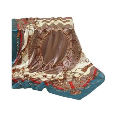 Imagem de Lenço Hijab Hip Hop Feminino Em Seda Satin Com Estampa Quadrada, Cache