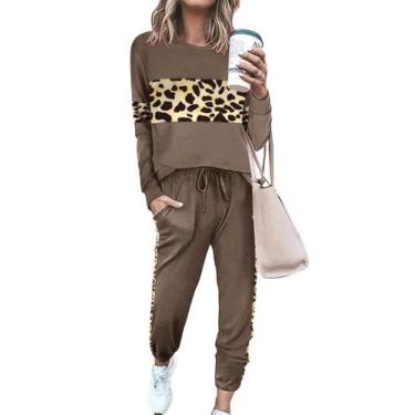 Imagem de Conjunto de Moletom PRETTYGARDEN 2 Peças Estampa de Onça Verde Militar