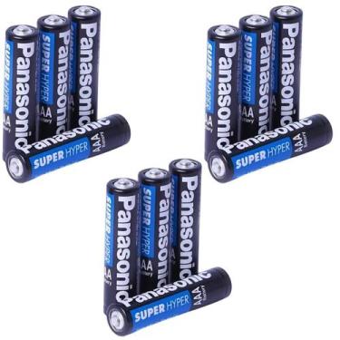 Imagem de 8, 12, ou 20 Pilhas AA ou AAA Comum ou Palito Panasonic Packs com 4 Un