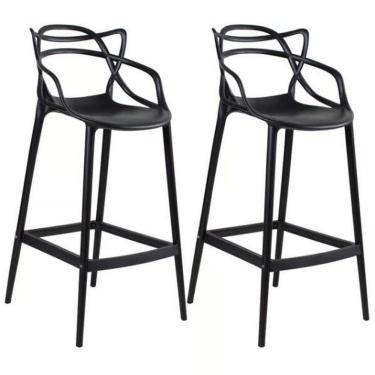 Imagem de Conjunto C/2 Banqueta Allegra Alta Master Preta Cozinha Americana Balcão Polipropileno