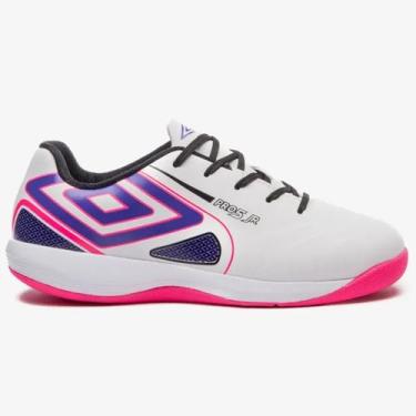 Imagem de Chuteira Futsal Umbro Pro 5 Jr Infantil Branco -, Branco preto purpura