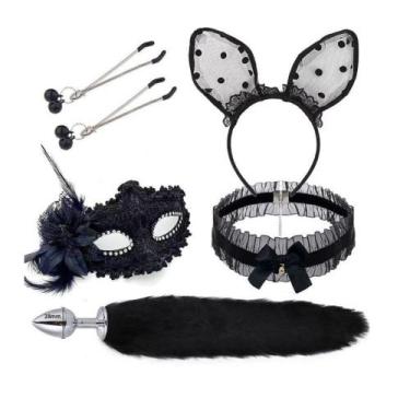 Imagem de Kit Raposa Tiara Grampos Gargantilha Máscara Sexy Import