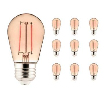 Imagem de Kit com 10 - Lâmpada de Filamento Bolinha S14 E27 LED 2W Âmbar 2400K P