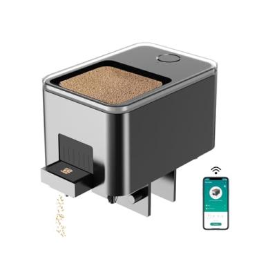 Imagem de GEZIEKID Alimentador automático de peixes WiFi para aquário, dispensador de alimentos para aquário com controle de aplicativo, alimentado por USB, adequado para alimentos peletizados em tanques