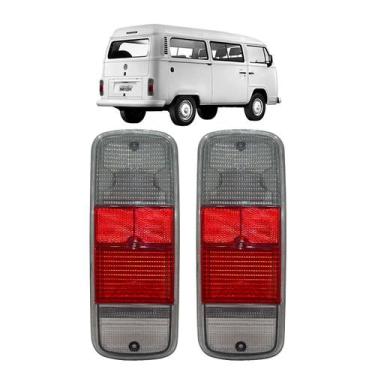 Imagem de Par Lente Lanterna Traseira Vw Kombi 1976 Até 2014 Rubi Fumê - Mikron