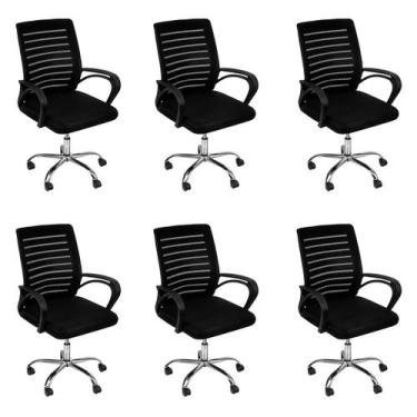 Imagem de Laraz Home Decor, Kit 6 Cadeiras Office Escritório Base Rodízios Girat