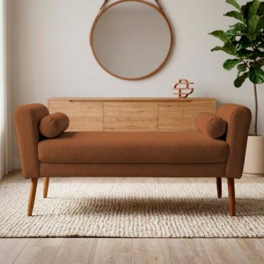 Imagem de Puff Recamier Estofado para Quarto Itália 100cm com Pés Palito Bouclê Terracota - Desk...