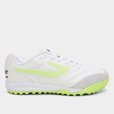 Imagem de Chuteira Society Topper Maestro Club VI Masculina, Branco, Verde, 40