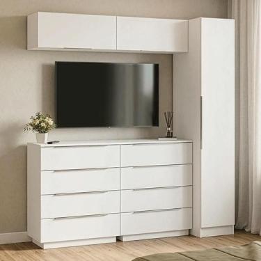 Imagem de Conjunto Quarto com 1 Guarda-Roupa Neo 2 Aéreos 2 Cômodas Branco Mades