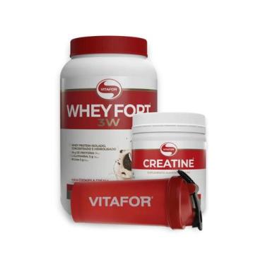 Imagem de COMBO VITAFOR  Whey Fort 3W 900g, Creatine 300g e Coqueteleira