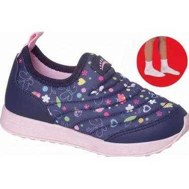 Imagem de Tênis Infantil Ortopasso Jogging + Meia Menino Menina Calce Fácil, 35,